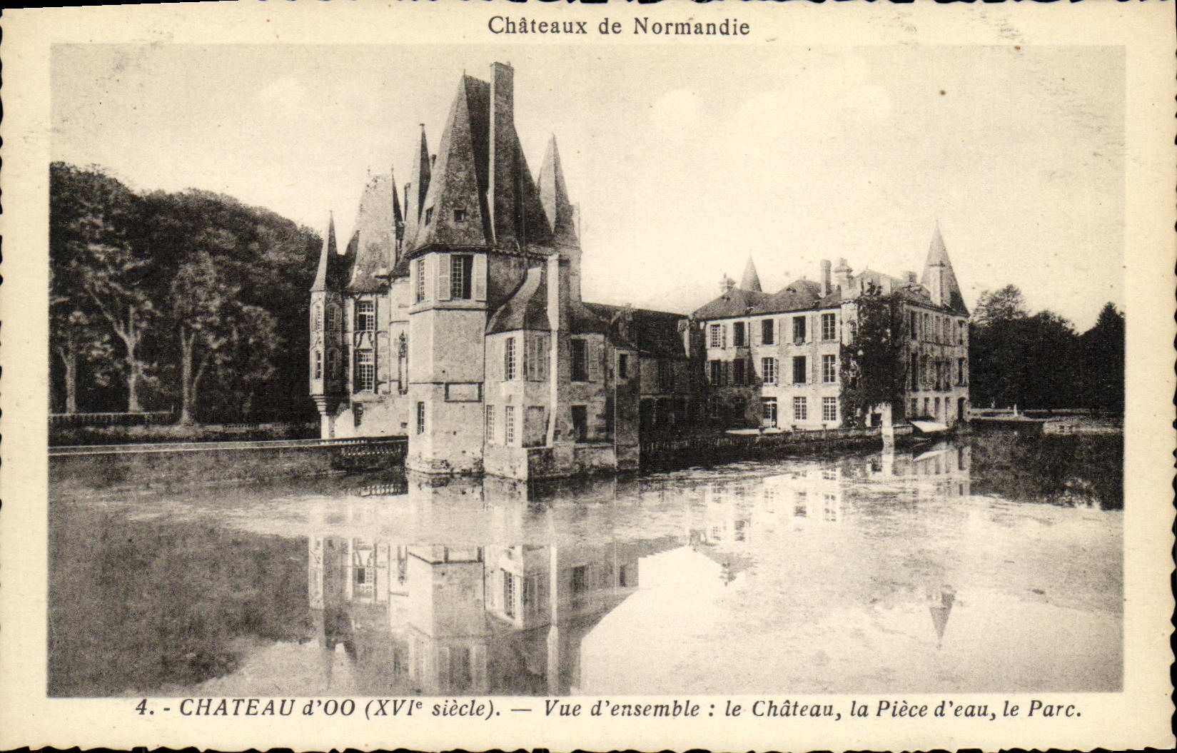 VINTAGE POSTCARD Castle D oo Vue D together the Castle the part D water the Park