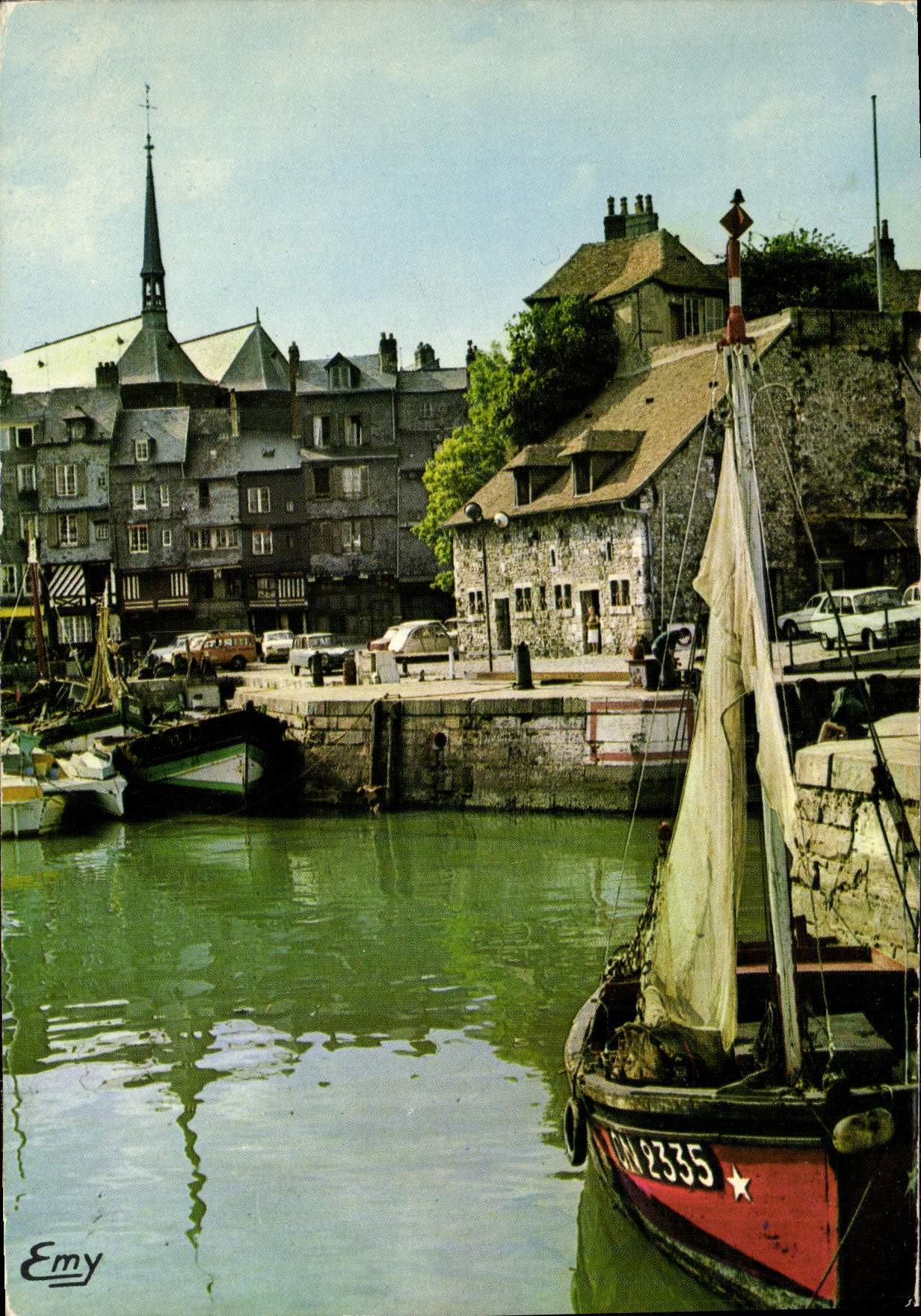 MODERN CARD Honfleur the Old Basin and Lieutenancy Boat
