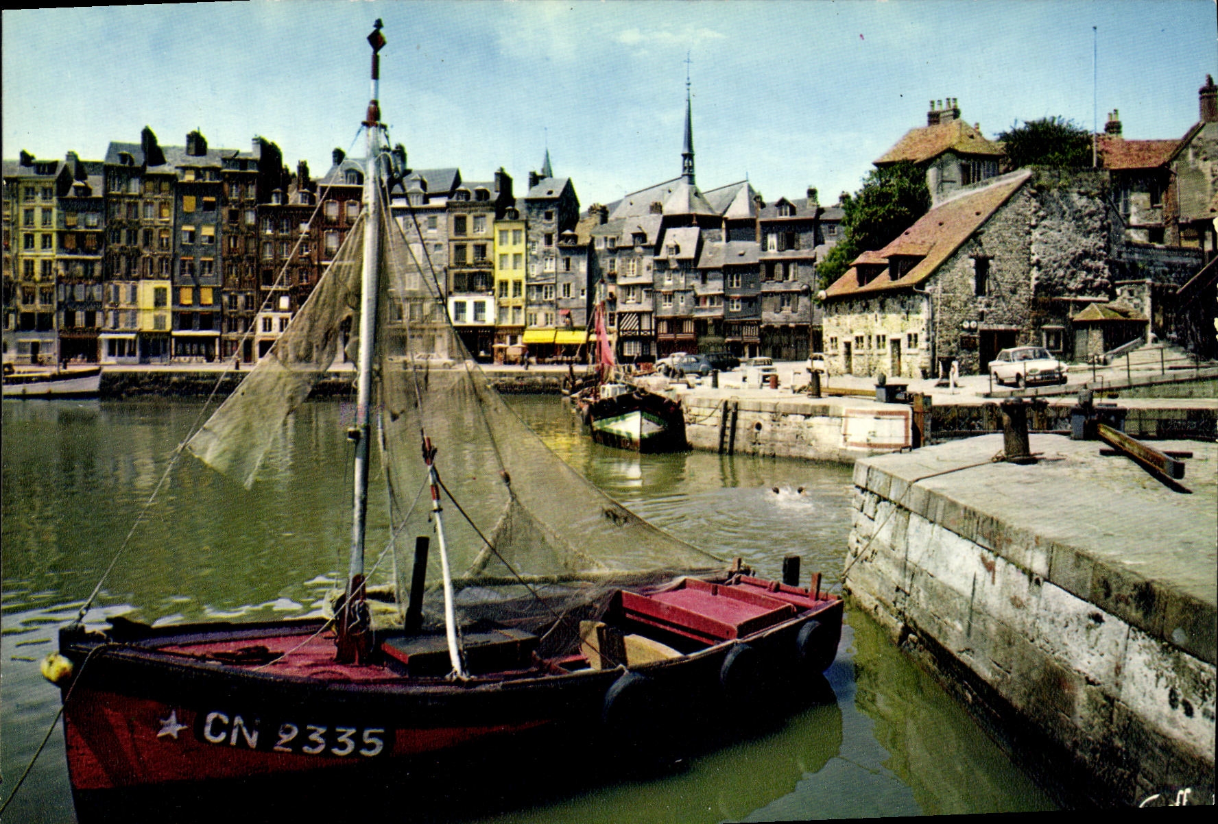 MODERN CARD Honfleur the old Basin Boat