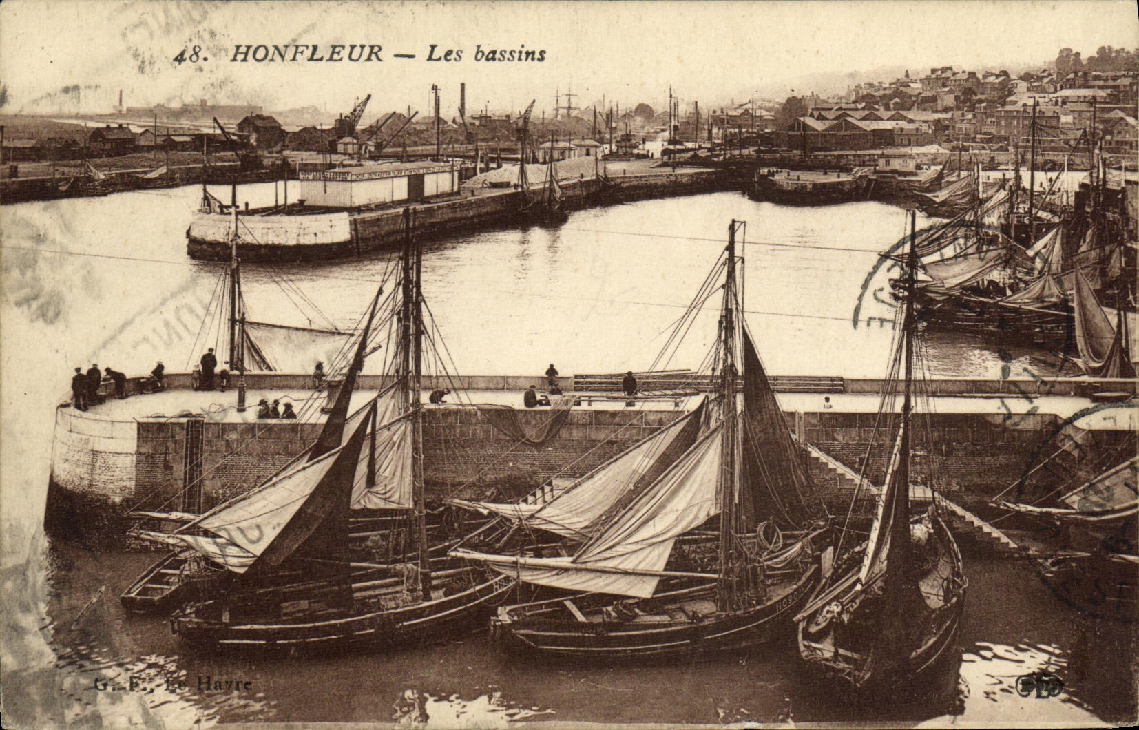 VINTAGE POSTCARD Honfleur the Basins Boats
