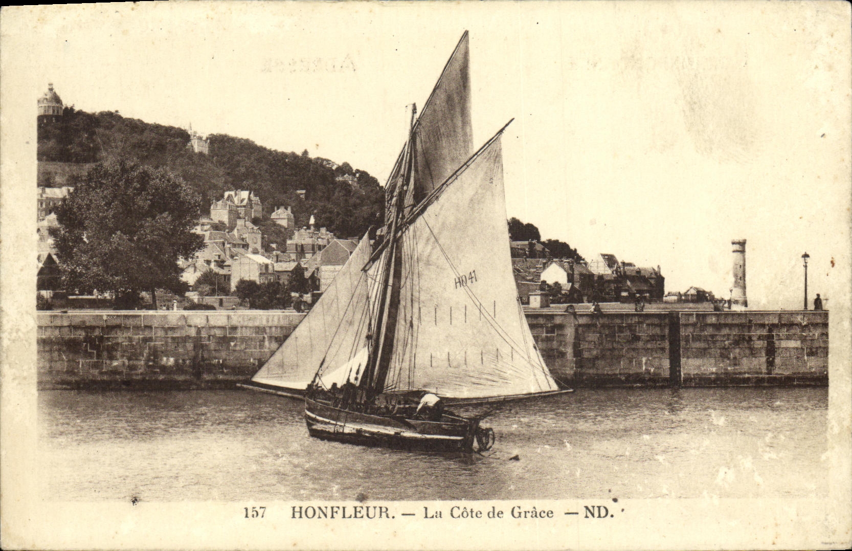 VINTAGE POSTCARD Honfleur the Dimension of Grace Boat
