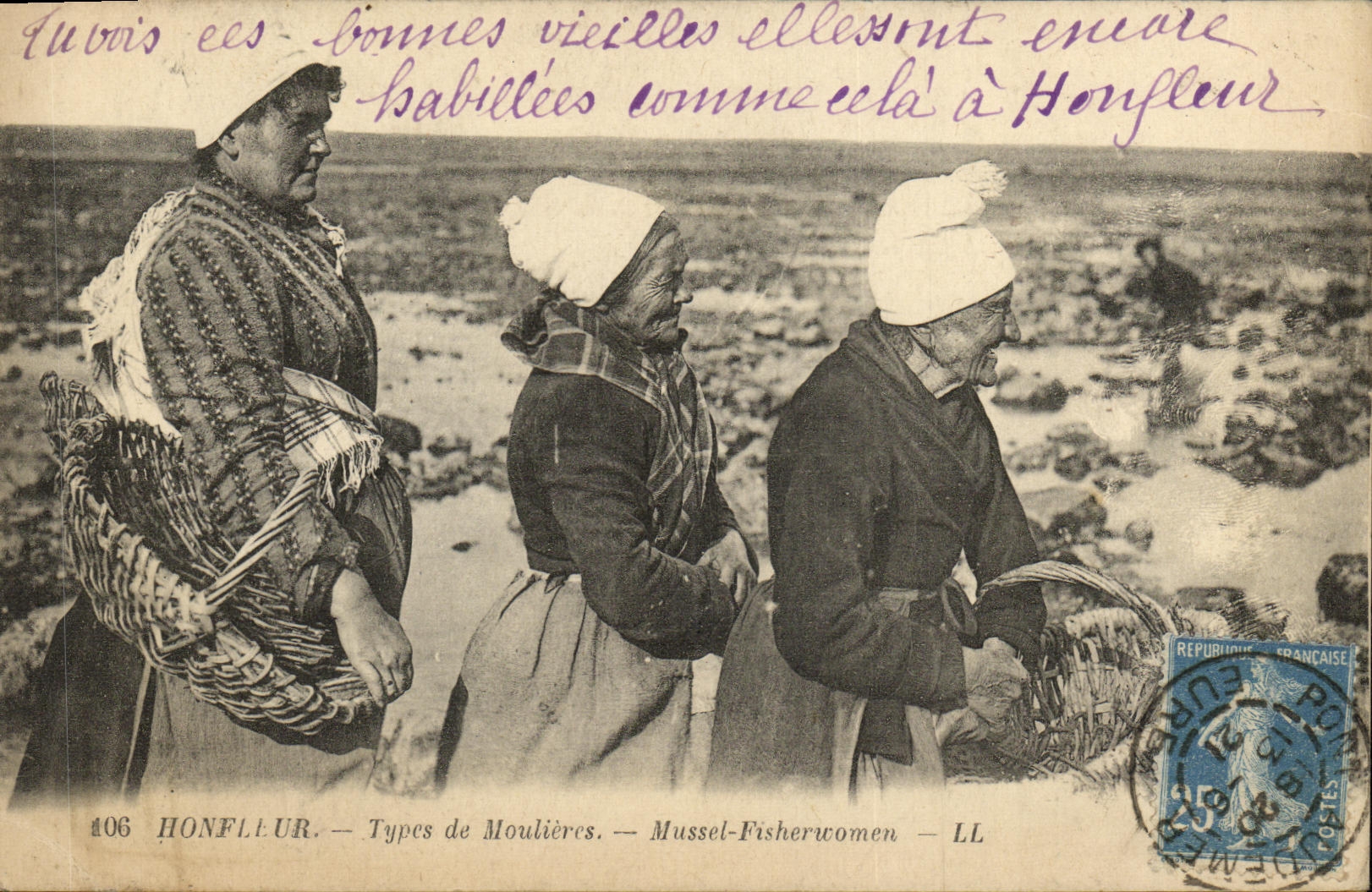 CPA Honfleur Types de Moulieres Peche