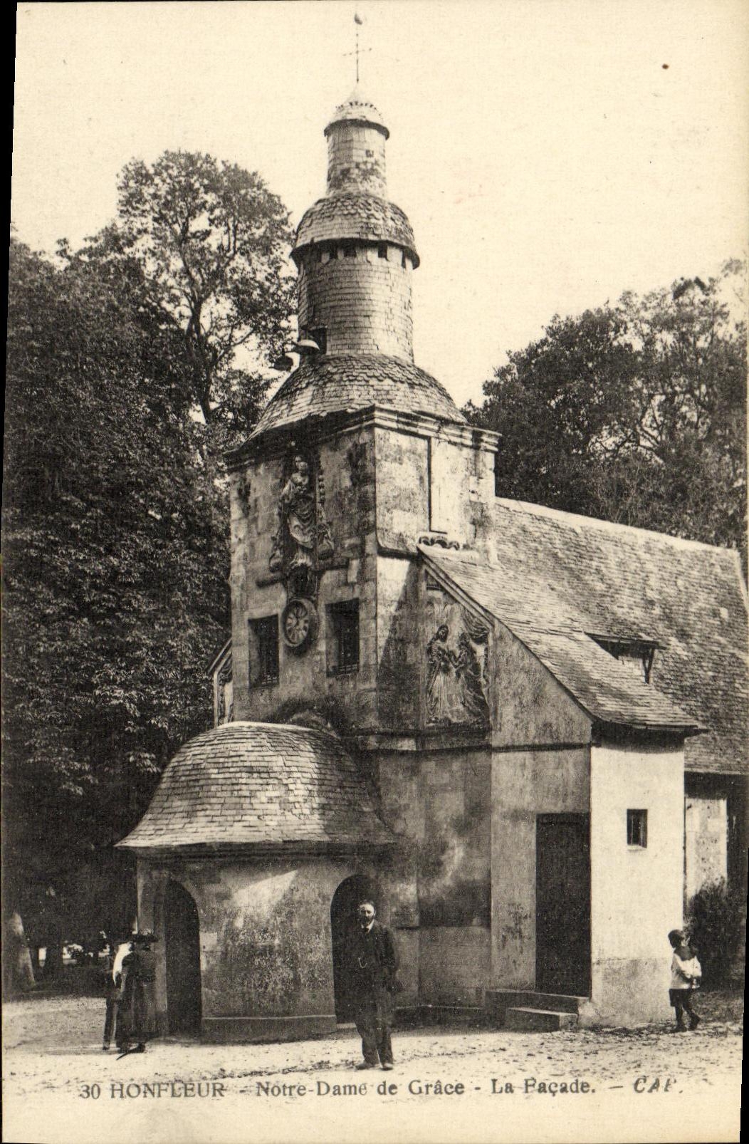 POSTAL Honfleur de la VENDIMIA la Virgen de Notre Dame de Grace el ataque frontal
