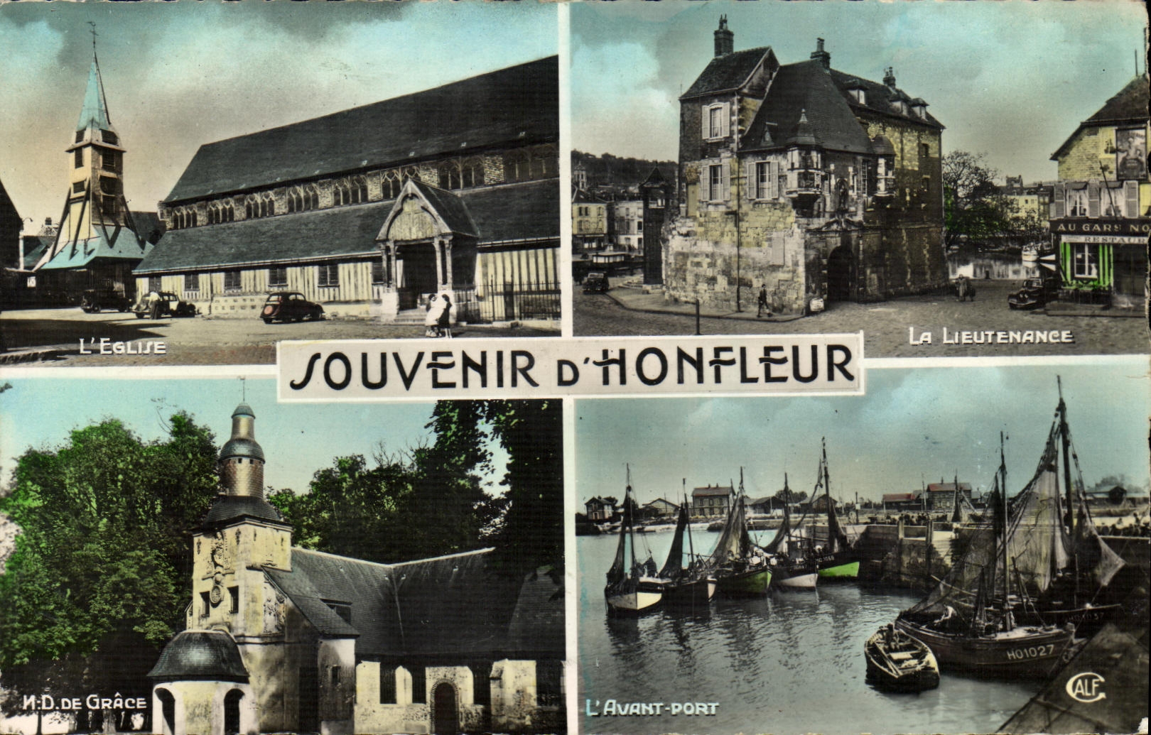 POSTAL MODERNA ND de la lugartenencia de la iglesia de Honfleur de la tolerancia antes de los barcos portuarios