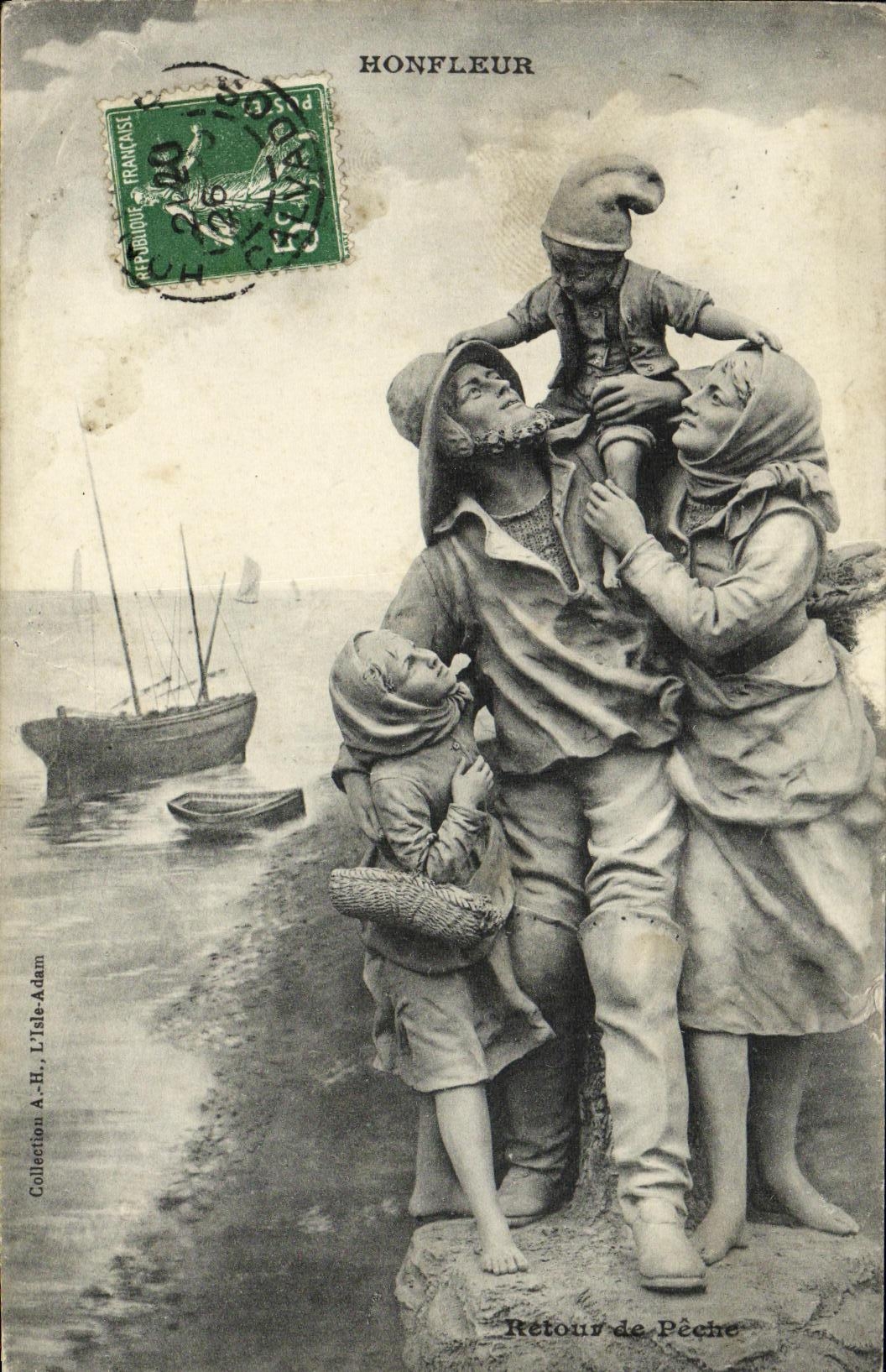 Vuelta de Honfleur de la POSTAL de la VENDIMIA del pecado