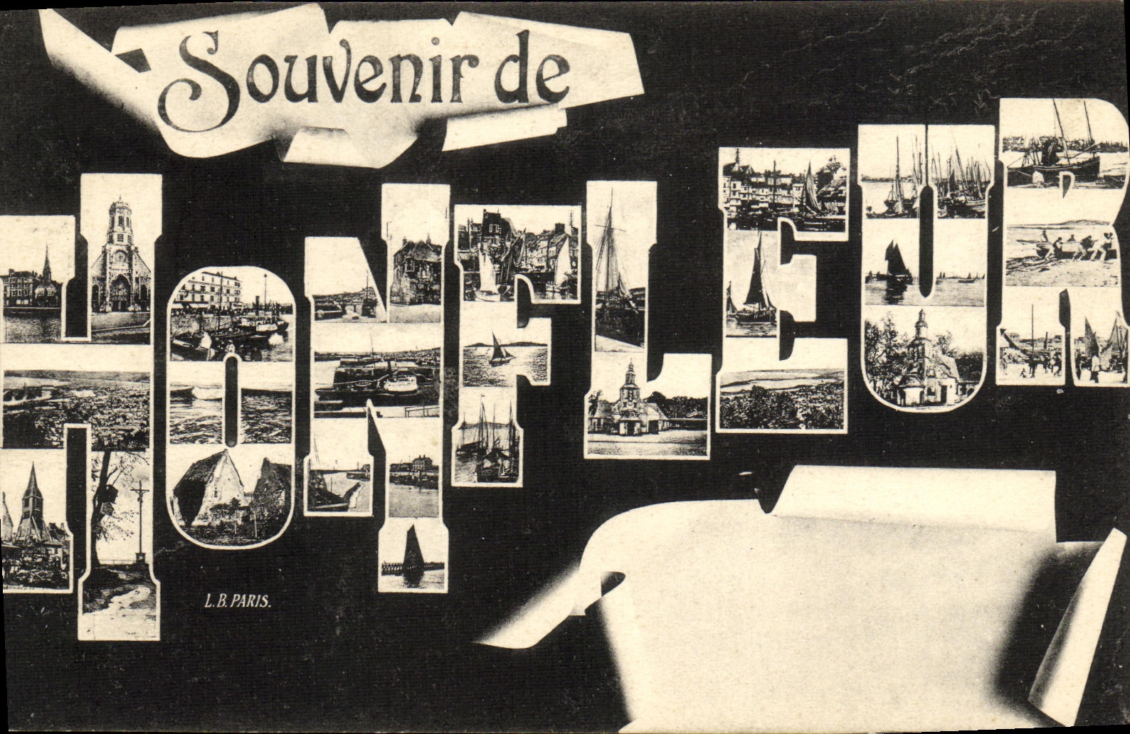 Recuerdo de Honfleur de la POSTAL de la VENDIMIA