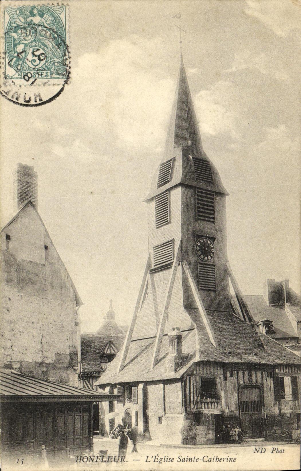 POSTAL Honfleur L iglesia Catherine santa de la VENDIMIA