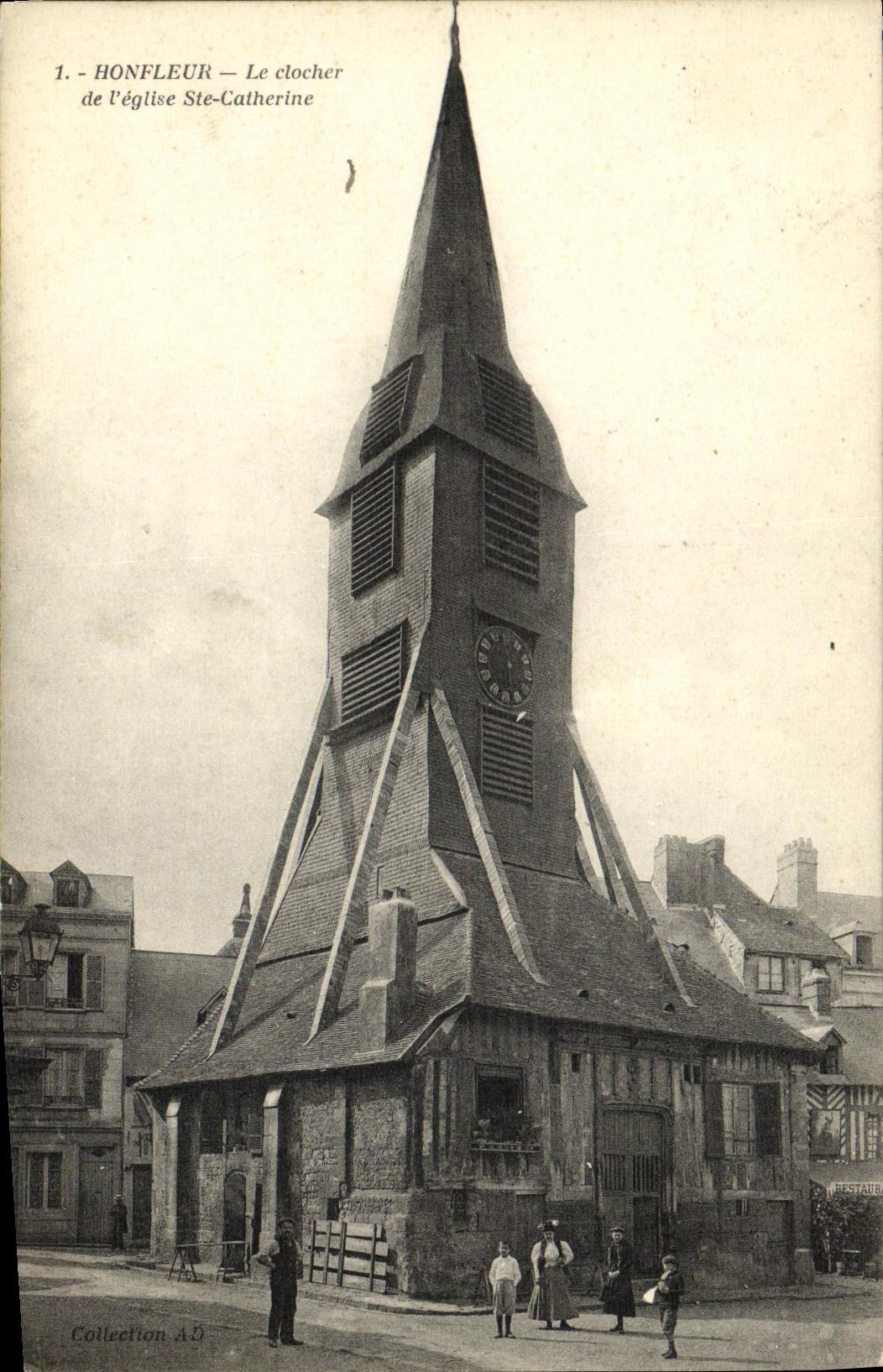 POSTAL Honfleur de la VENDIMIA la Campana torre de L iglesia Saint Catherine