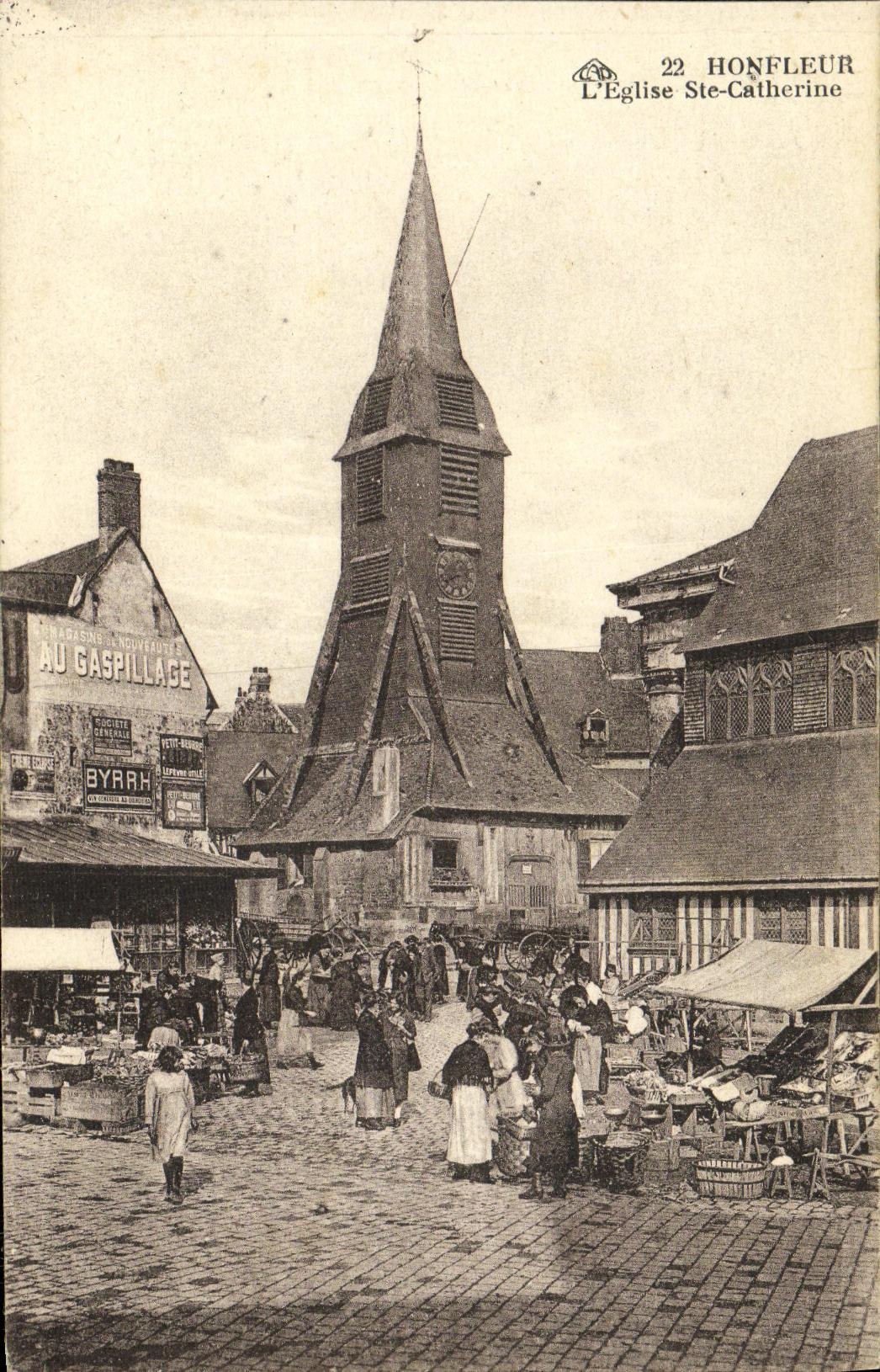 POSTAL Honfleur L iglesia Catherine santa Marche de la VENDIMIA