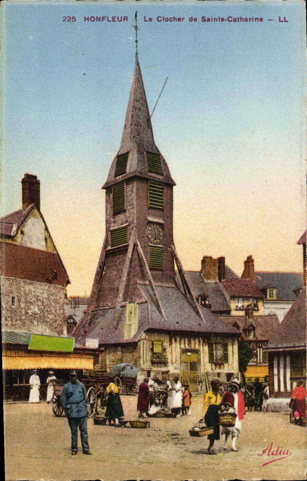 POSTAL Honfleur de la VENDIMIA la Campana torre Sainte de Catherine
