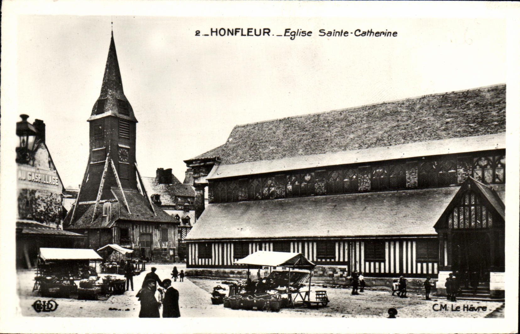 POSTAL MODERNA iglesia Sainte Catherine Marche de Honfleur
