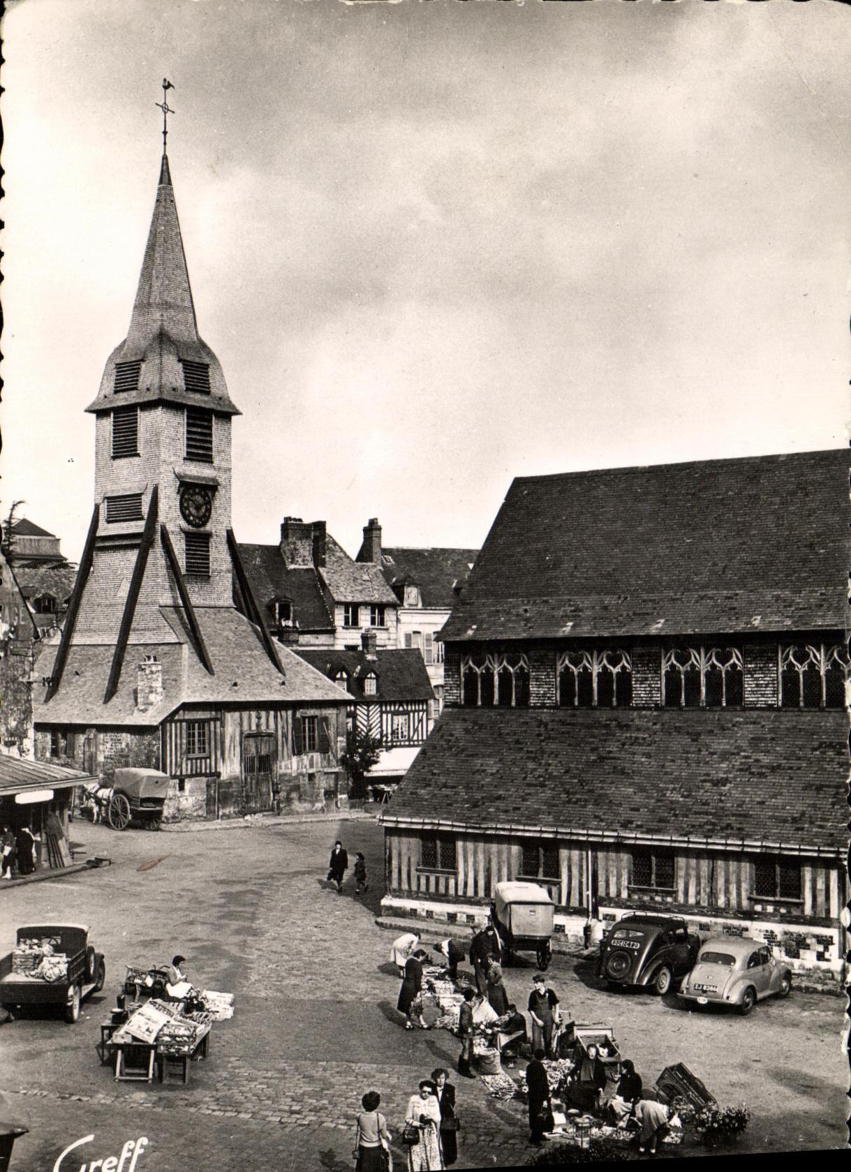 Iglesia Sainte Catherine Marche de Honfleur de la POSTAL de la VENDIMIA
