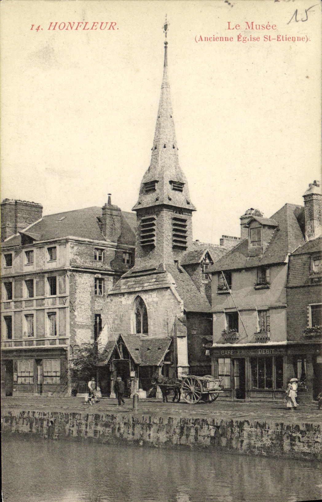 POSTAL Honfleur de la VENDIMIA la iglesia St Etienne de Ancienen del museo
