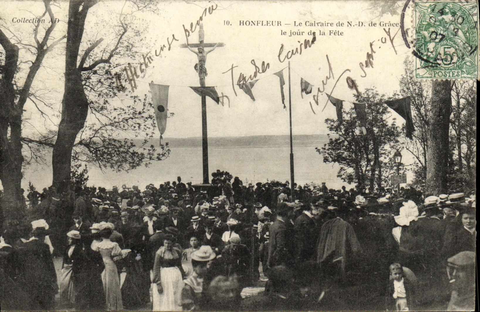 Los festivales de Honfleur de la POSTAL de la VENDIMIA del couronnemetn del ND Gradce del 19 de junio de 1913 la E feastday REMATAN