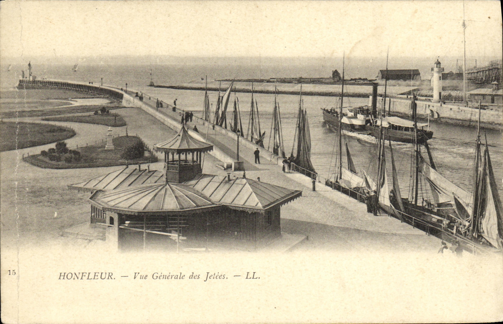 Opinion de los embarcaderos de Honfleur de la POSTAL de la VENDIMIA del barco de los embarcaderos