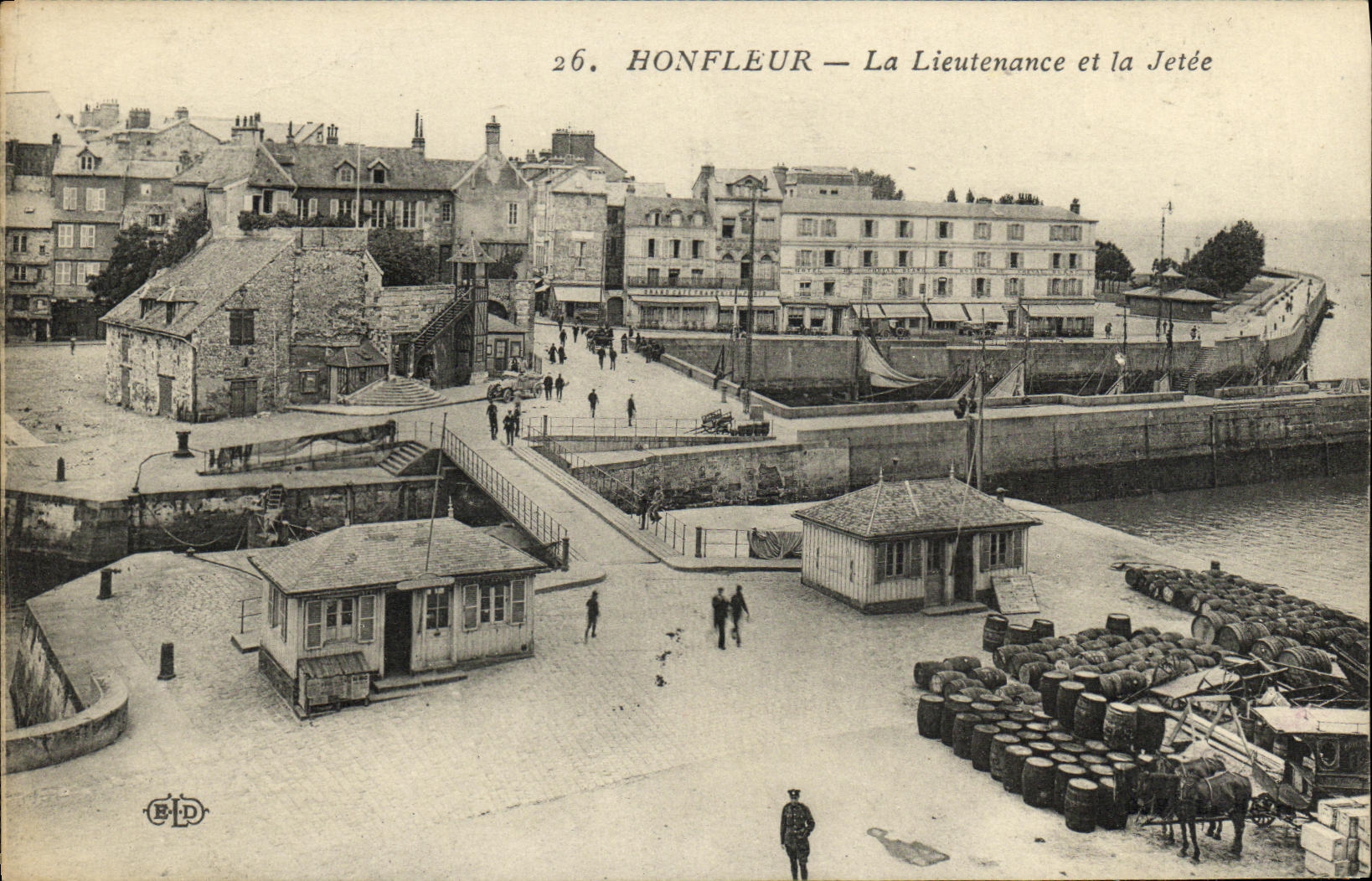 Lugartenencia de Honfleur de la POSTAL de la VENDIMIA y el embarcadero