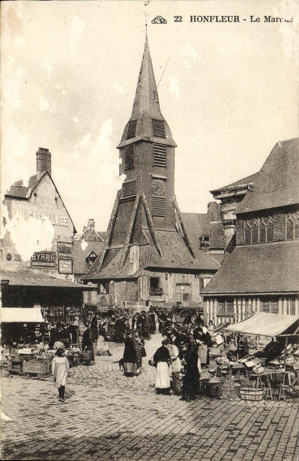 Mercado de Honfleur de la POSTAL de la VENDIMIA