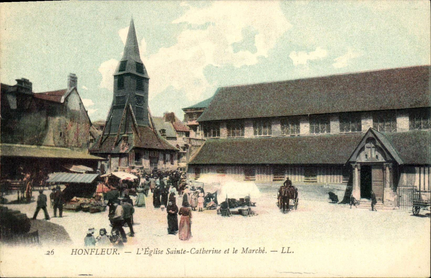 CPA Honfleur L Eglise Sainte Catherine et le Marche