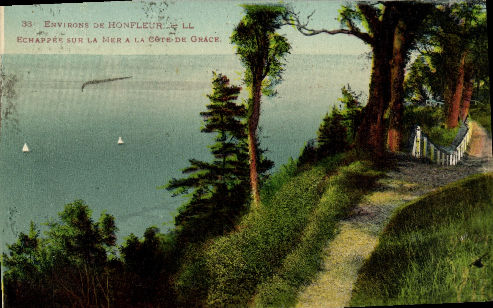 VINTAGE POSTCARD Surroundings of Honfleur Escaped on the sea from the dimension from Grace