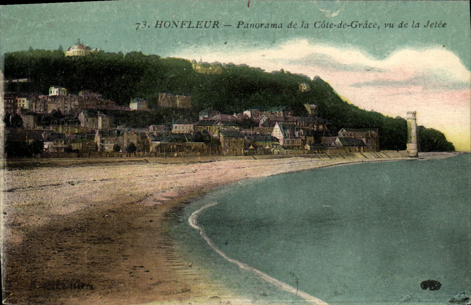 Panorama de Honfleur de la POSTAL de la VENDIMIA de la dimension de la tolerancia del Al vista lanzada