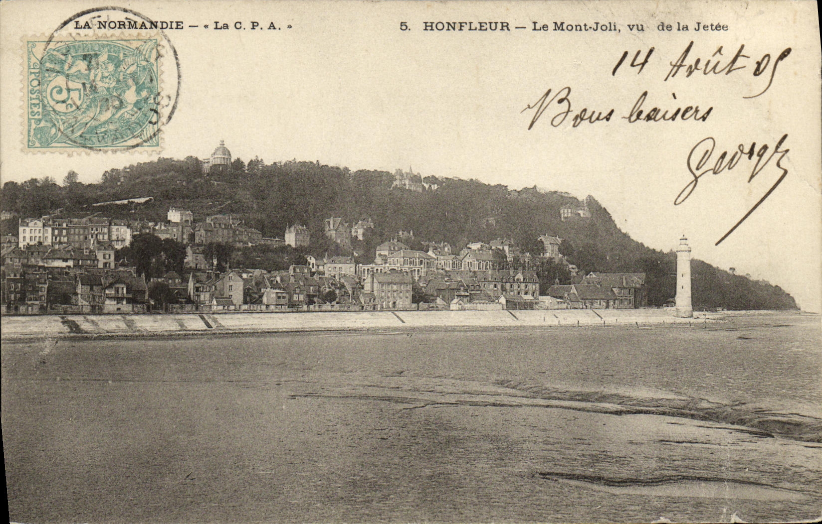 CPA Honfleur Le Mont Joli Vu de la jetee