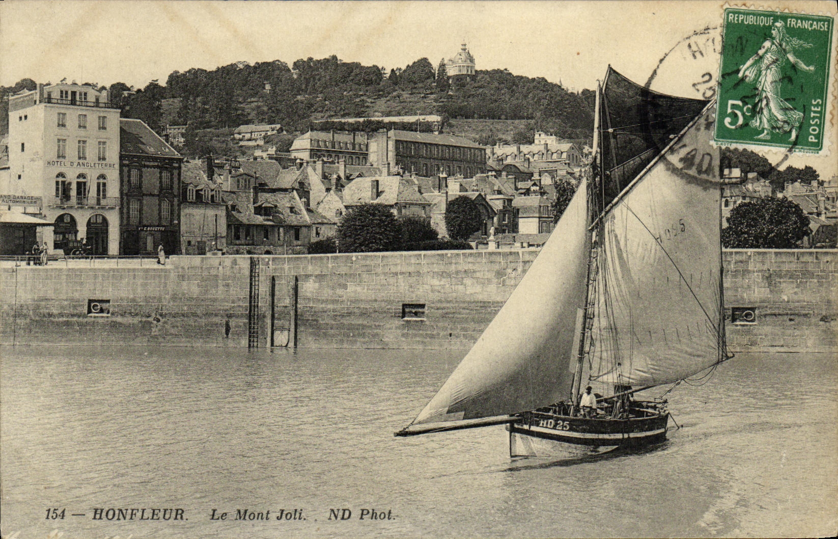 POSTAL Honfleur de la VENDIMIA el barco bonito del montaje del pecado