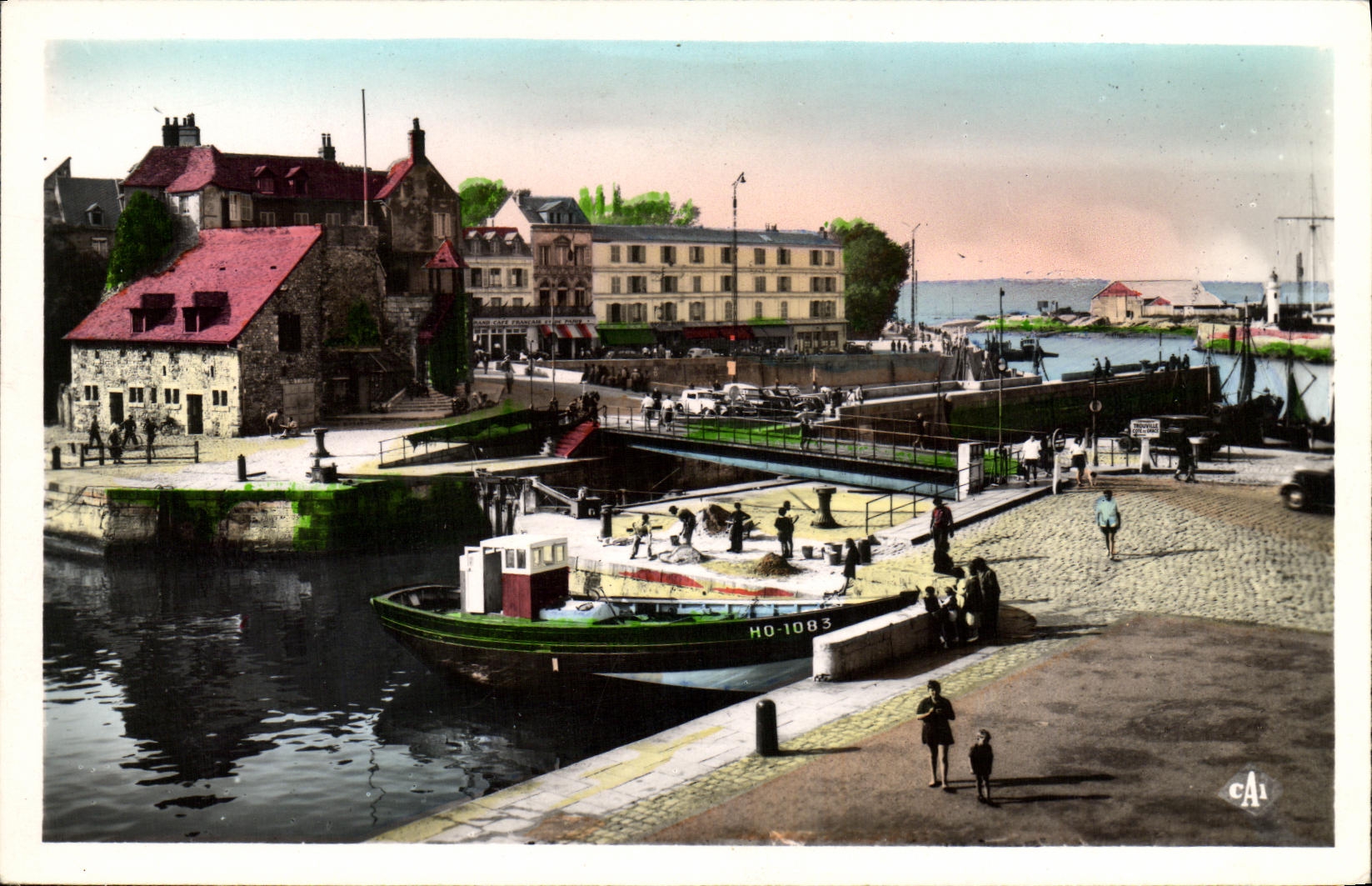 Opinion de Honfleur de la POSTAL de la VENDIMIA del puerto