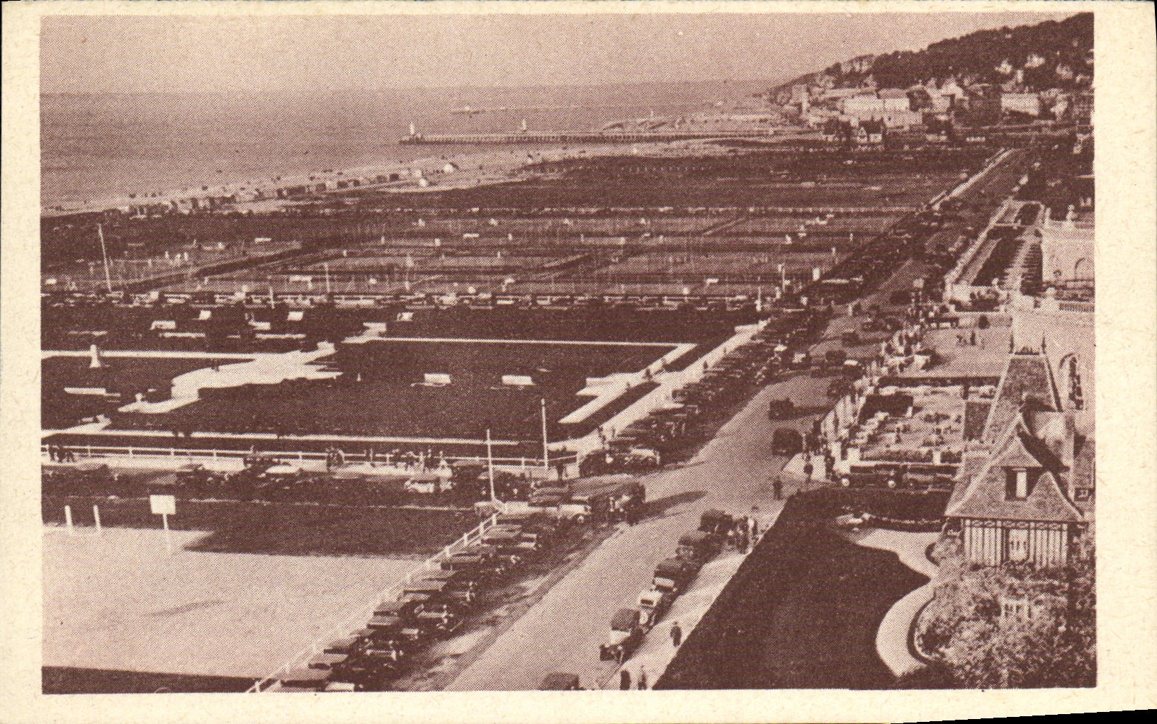VINTAGE POSTCARD Deauville View of the Gardens and the Beach