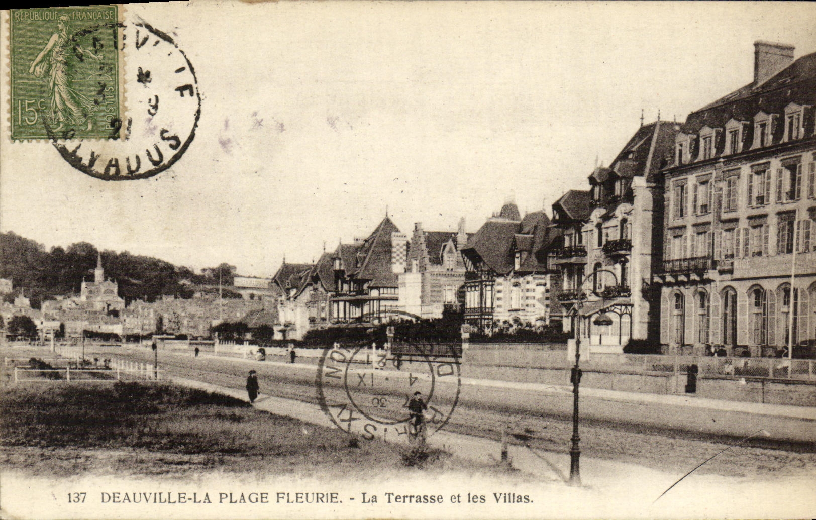VINTAGE POSTCARD Deauville the Flowered Beach the Terrace and Villas