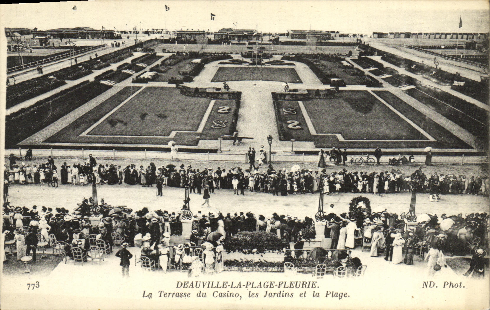 VINTAGE POSTCARD Deauville the Beach the Terrace of the Casino Gardens and the Beach