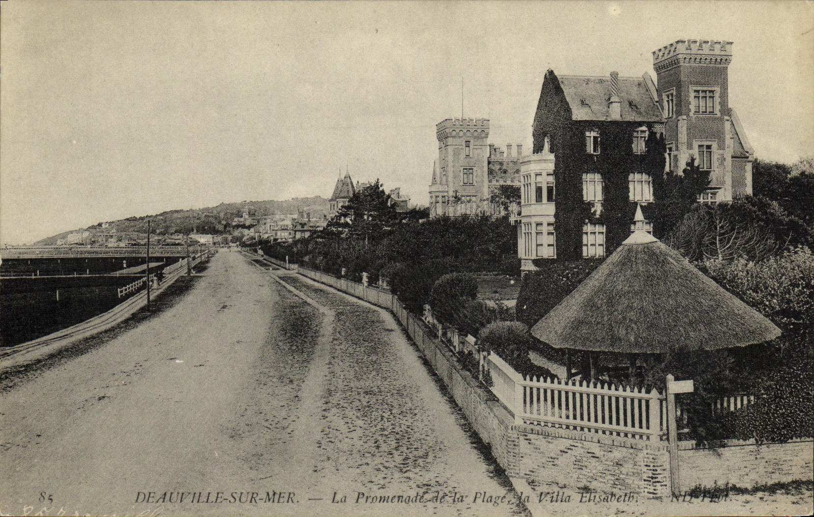 VINTAGE POSTCARD Deauville on Sea Promeande of the Beach Elisabeth Villa