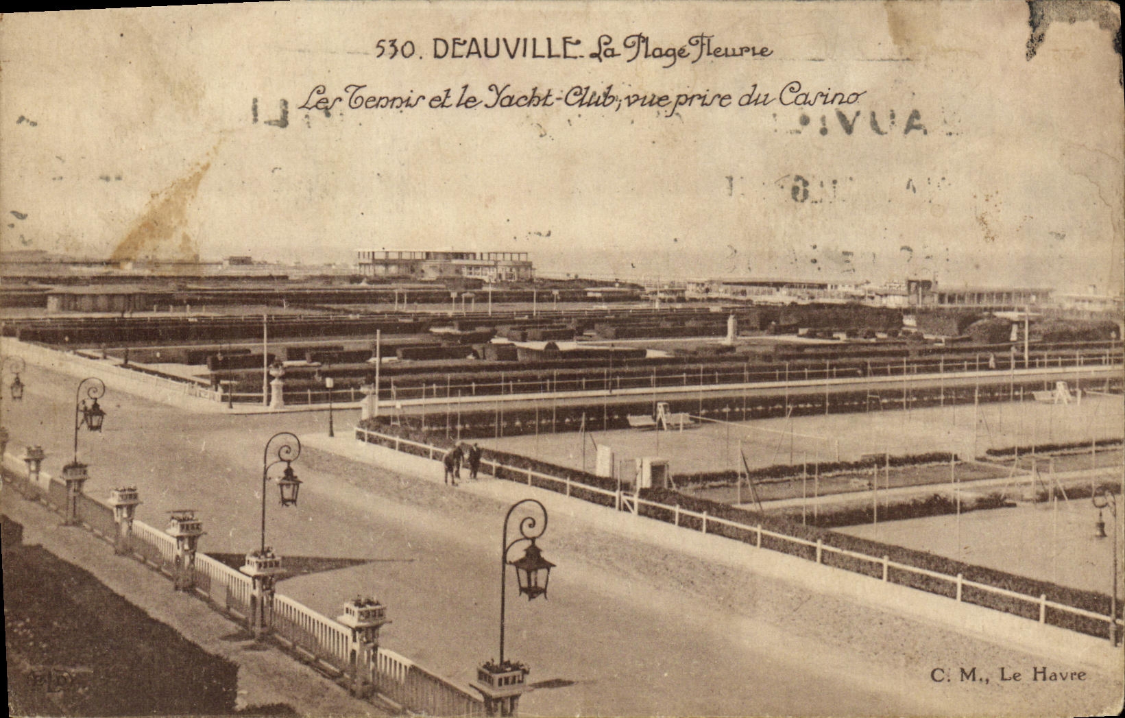VINTAGE POSTCARD Deauville the Flowered Beach Tennis and the Yacht Club Seen from of the Casino
