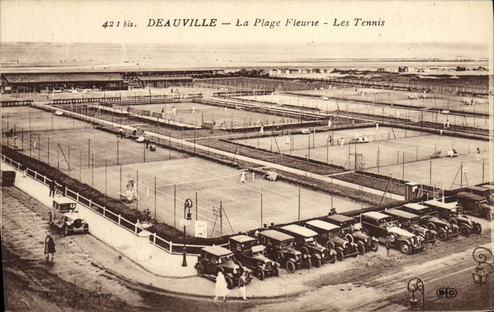 VINTAGE POSTCARD Deauville the Flowered Beach Tennis