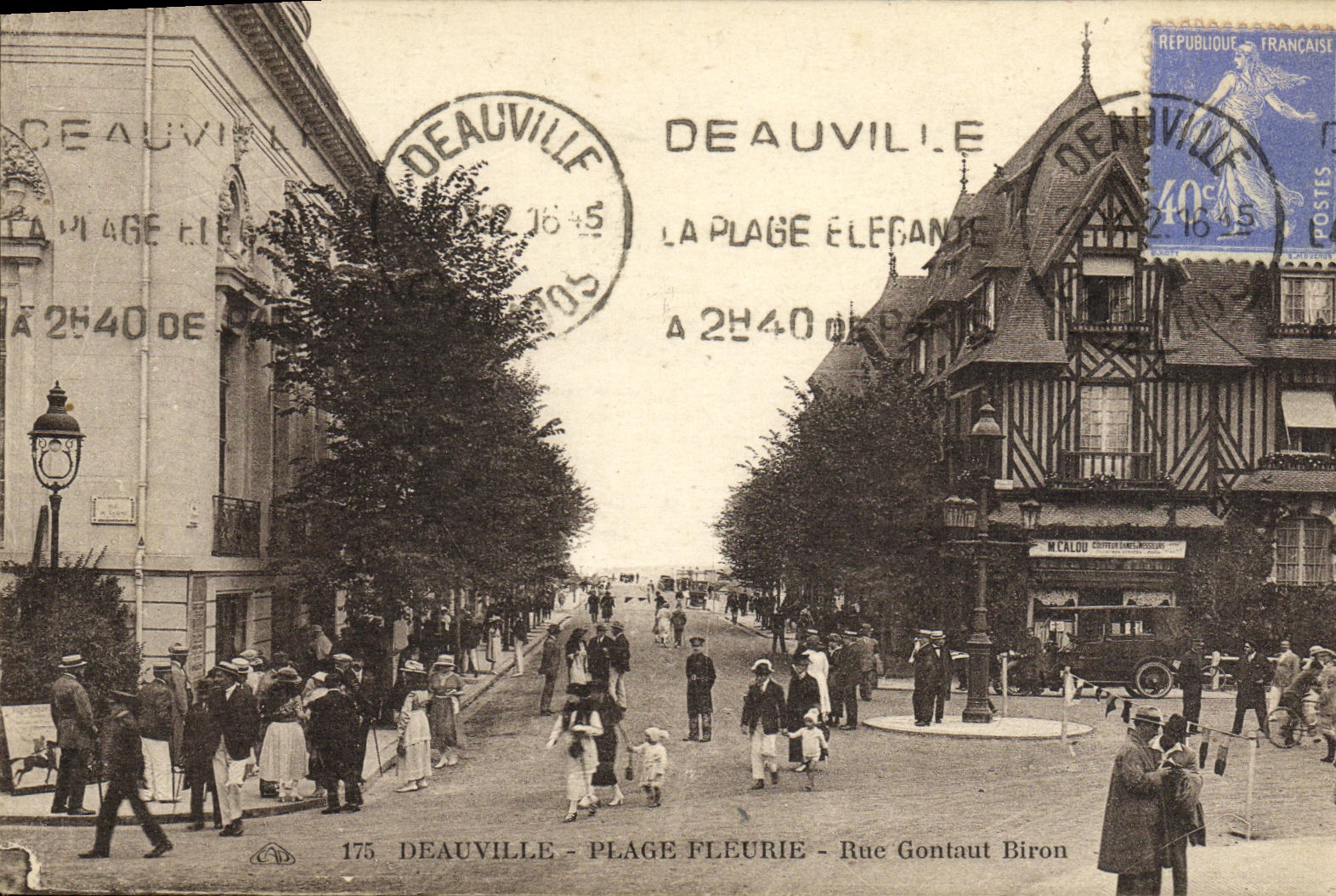 VINTAGE POSTCARD Deauville Flowered Beach Street Gontaut Biron