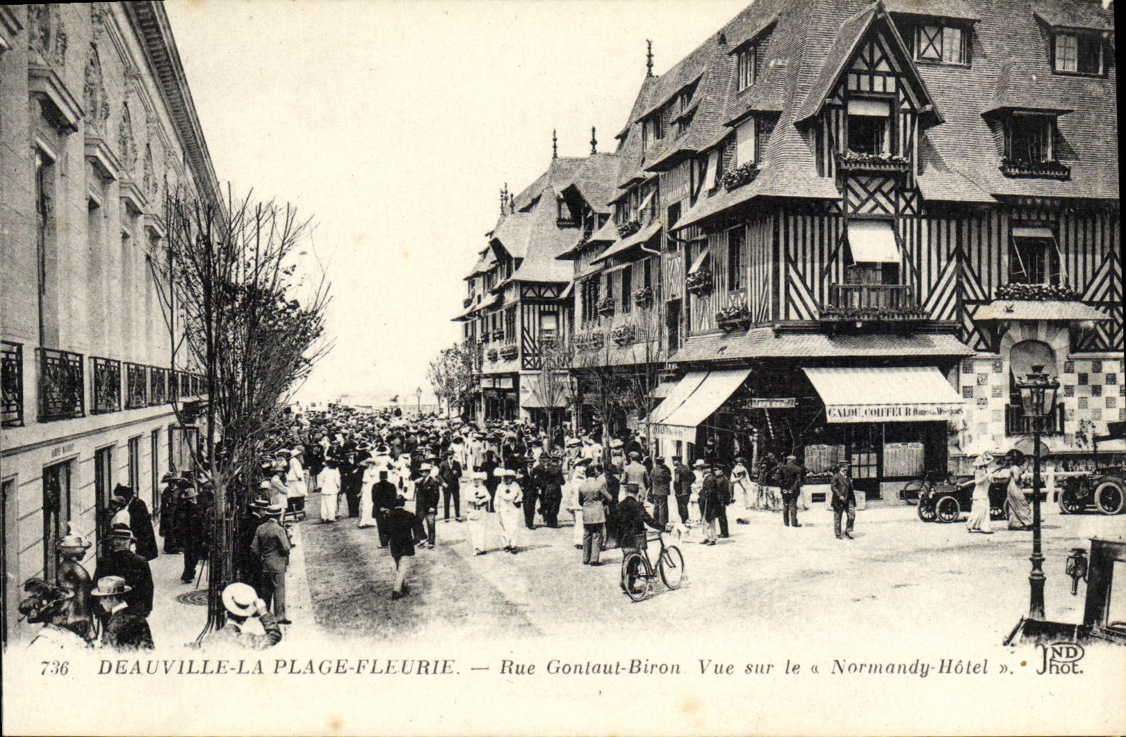 VINTAGE POSTCARD Deauville the Flowered Beach Street Gontaut Biron Seen on Normandy Hotel