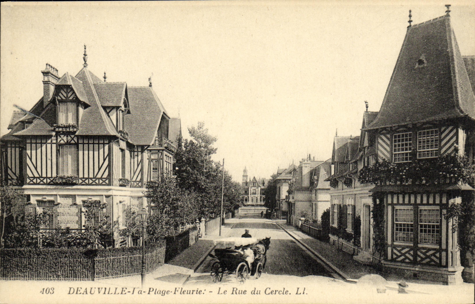 VINTAGE POSTCARD Deauville the Flowered Beach the Street of the Circle