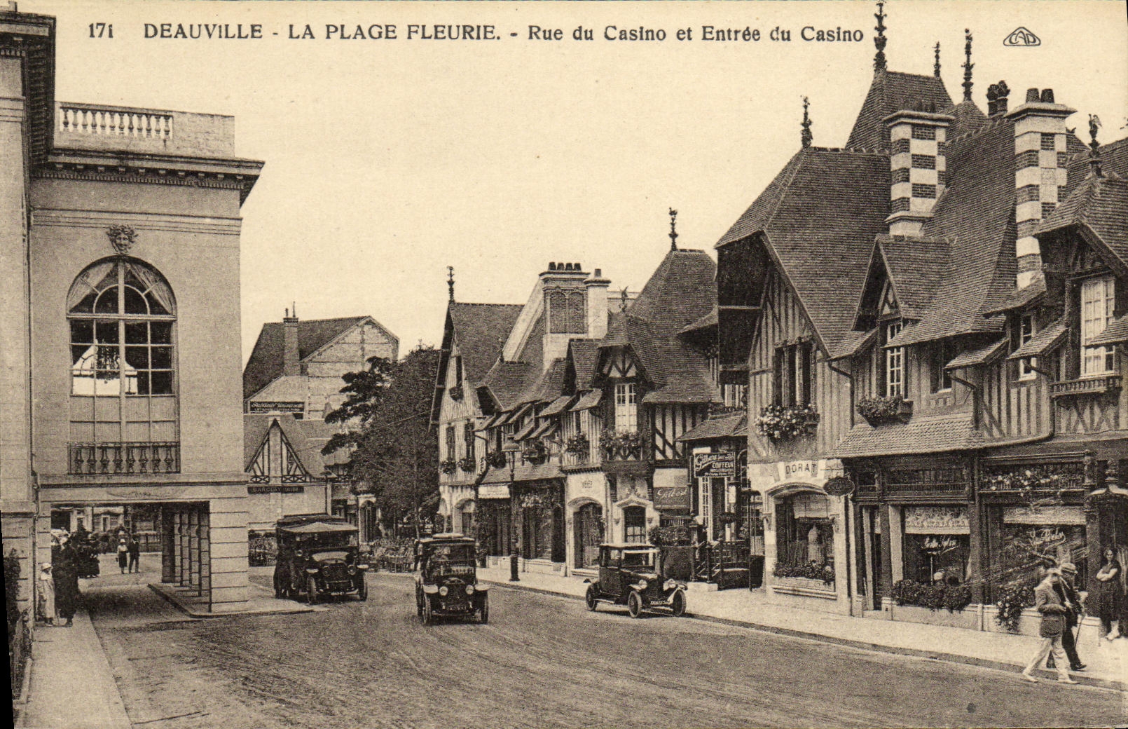VINTAGE POSTCARD Deauville the Flowered Beach Street of the casino and Entry of the Casino Store in Spring