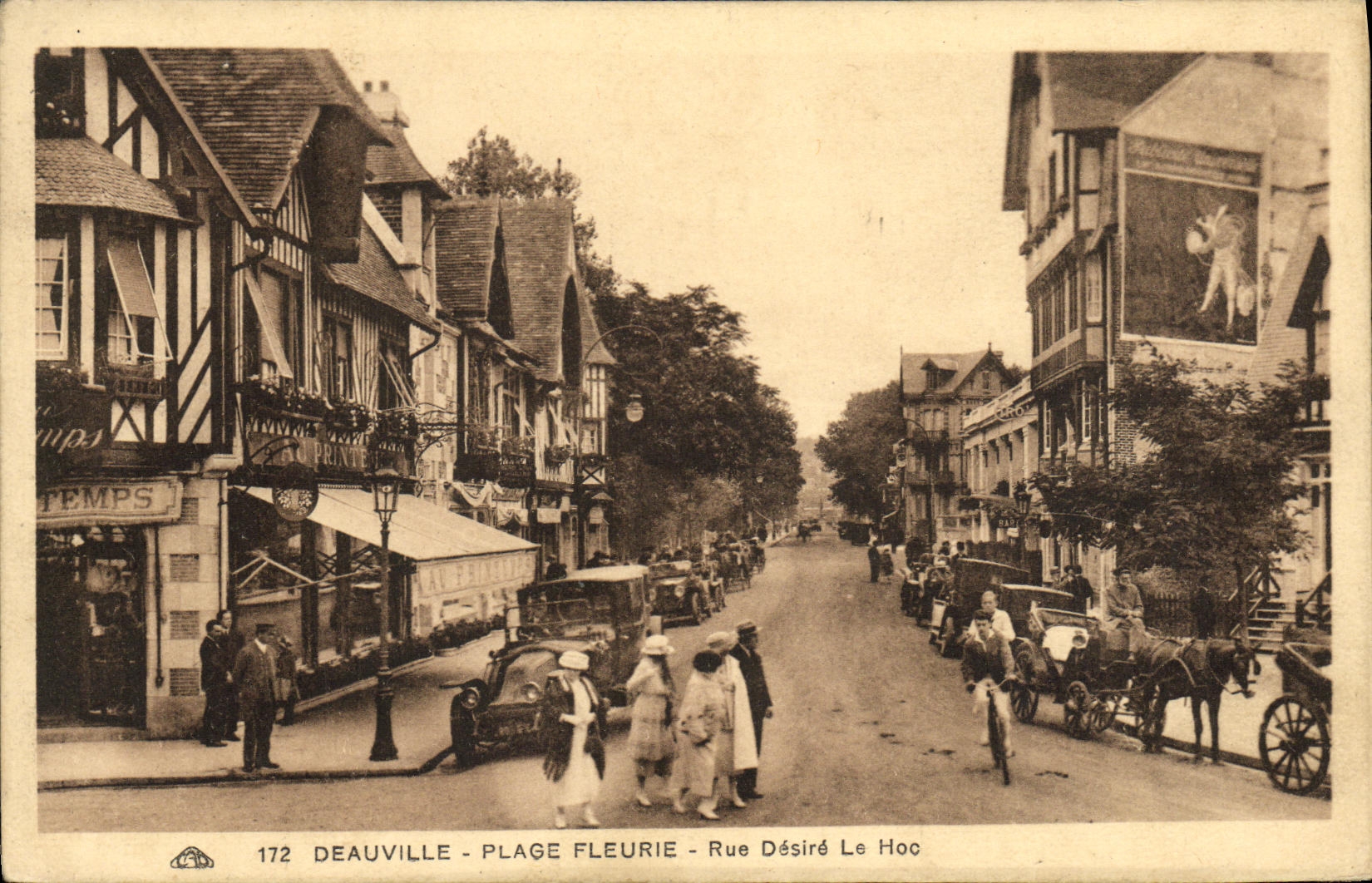 VINTAGE POSTCARD Deauville Flowered Beach Street Desired Hoc Store in Spring