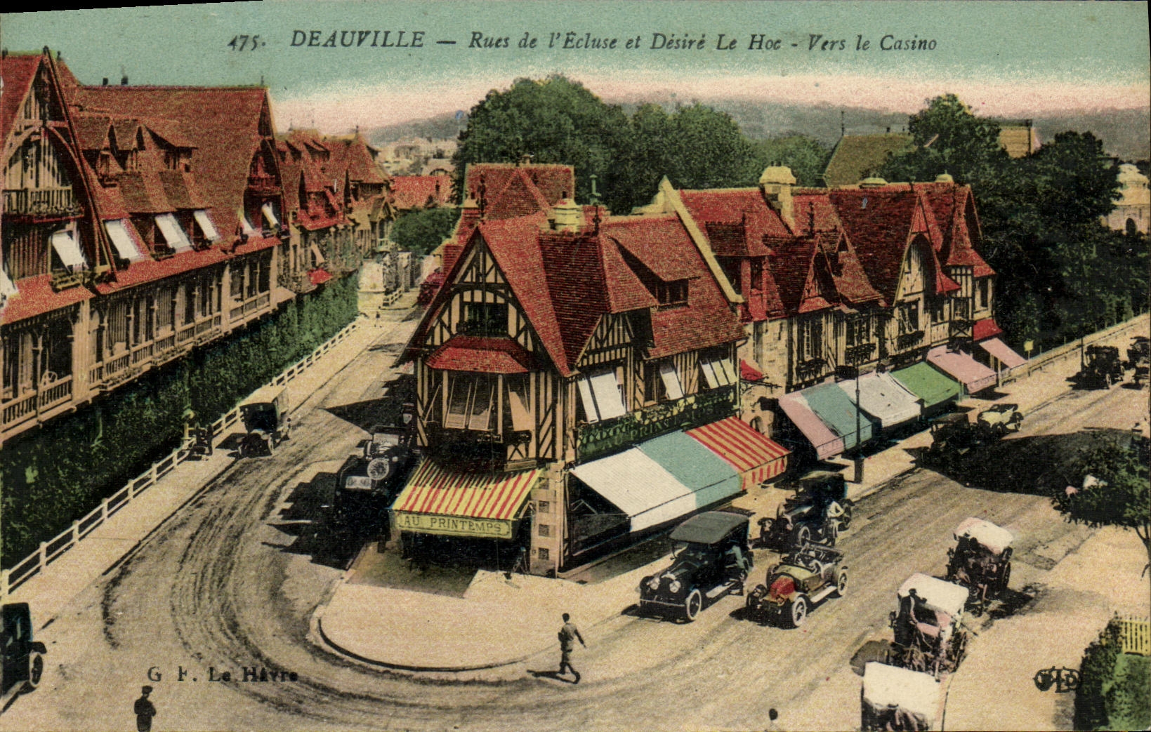 VINTAGE POSTCARD Deauville Street of L Locks and Desired Hoc Towards the Casino