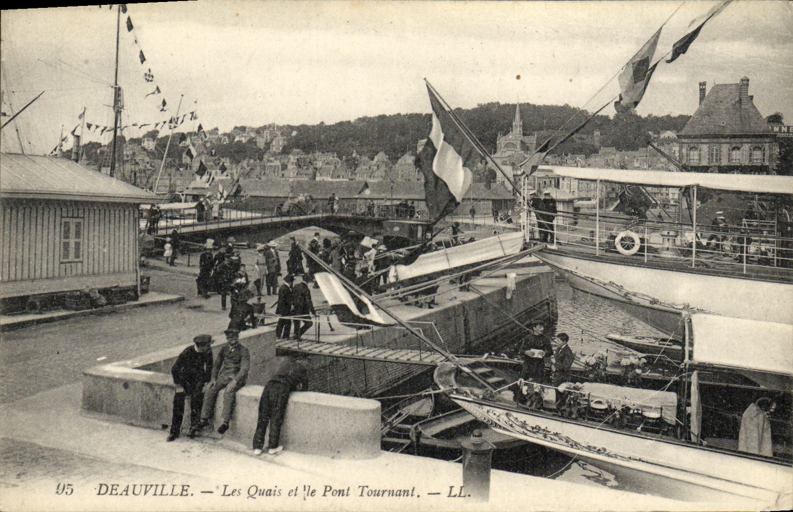 VINTAGE POSTCARD Deauville Quays and the Revolving Bridge