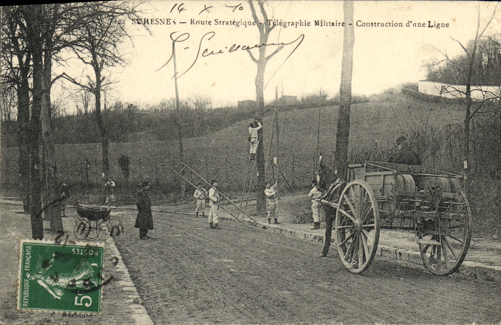 La POSTAL Suresnes Eoute Strategique de la VENDIMIA telegrafia la construccion militar D una linea TAPA de Militaria