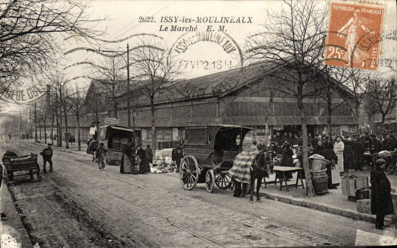 TAPA del mercado de Issy Moulineaux de la POSTAL de la VENDIMIA
