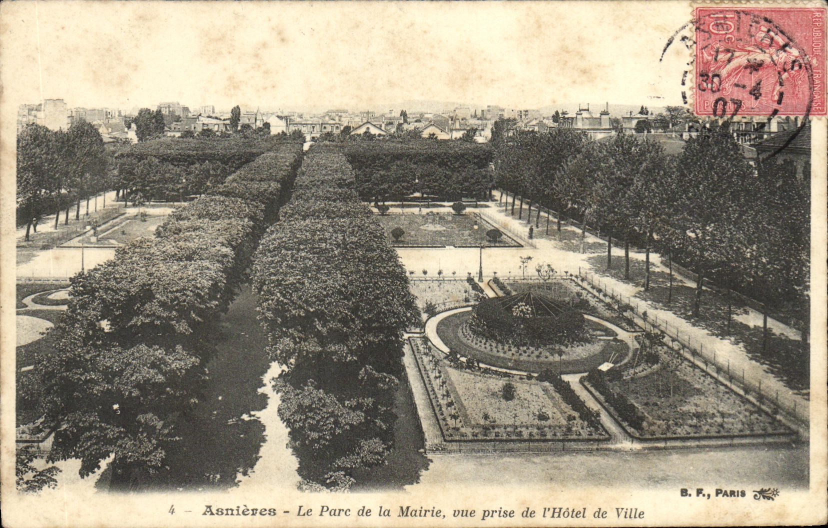 CPA Asnieres Le Parc de la Mairie Vue prise de l Hotel de Ville