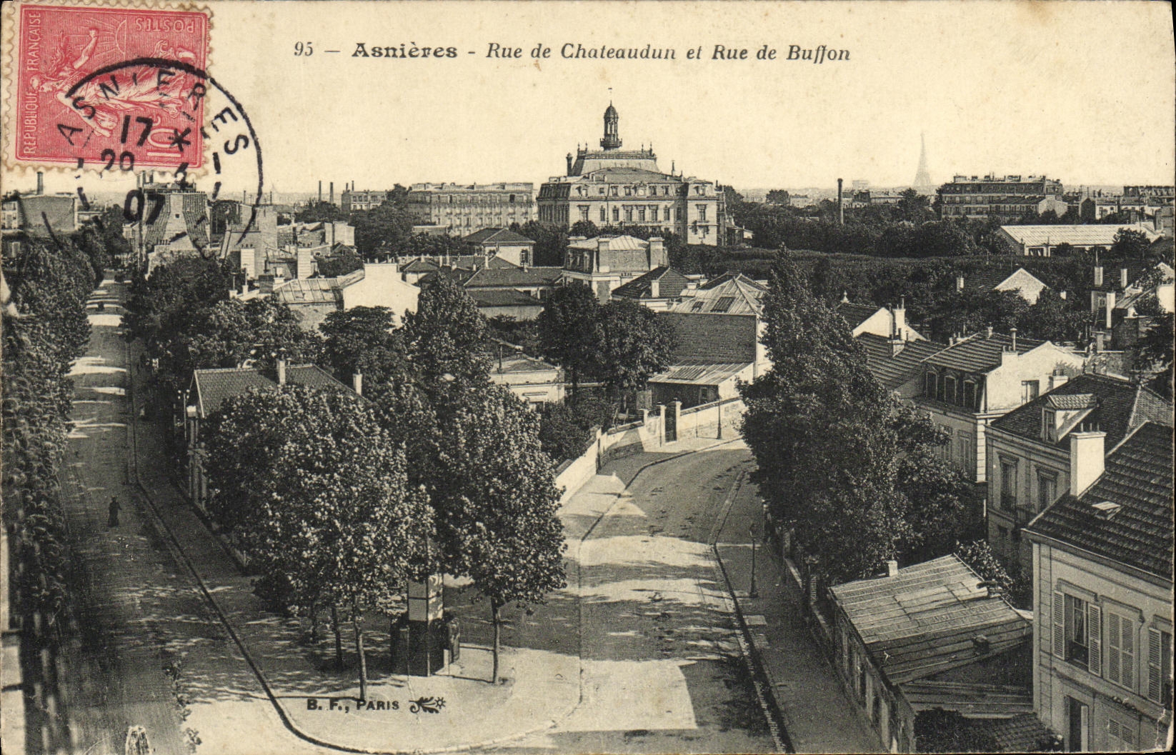 VINTAGE POSTCARD Asnieres Street of Chateaudun and Rue of Buffon
