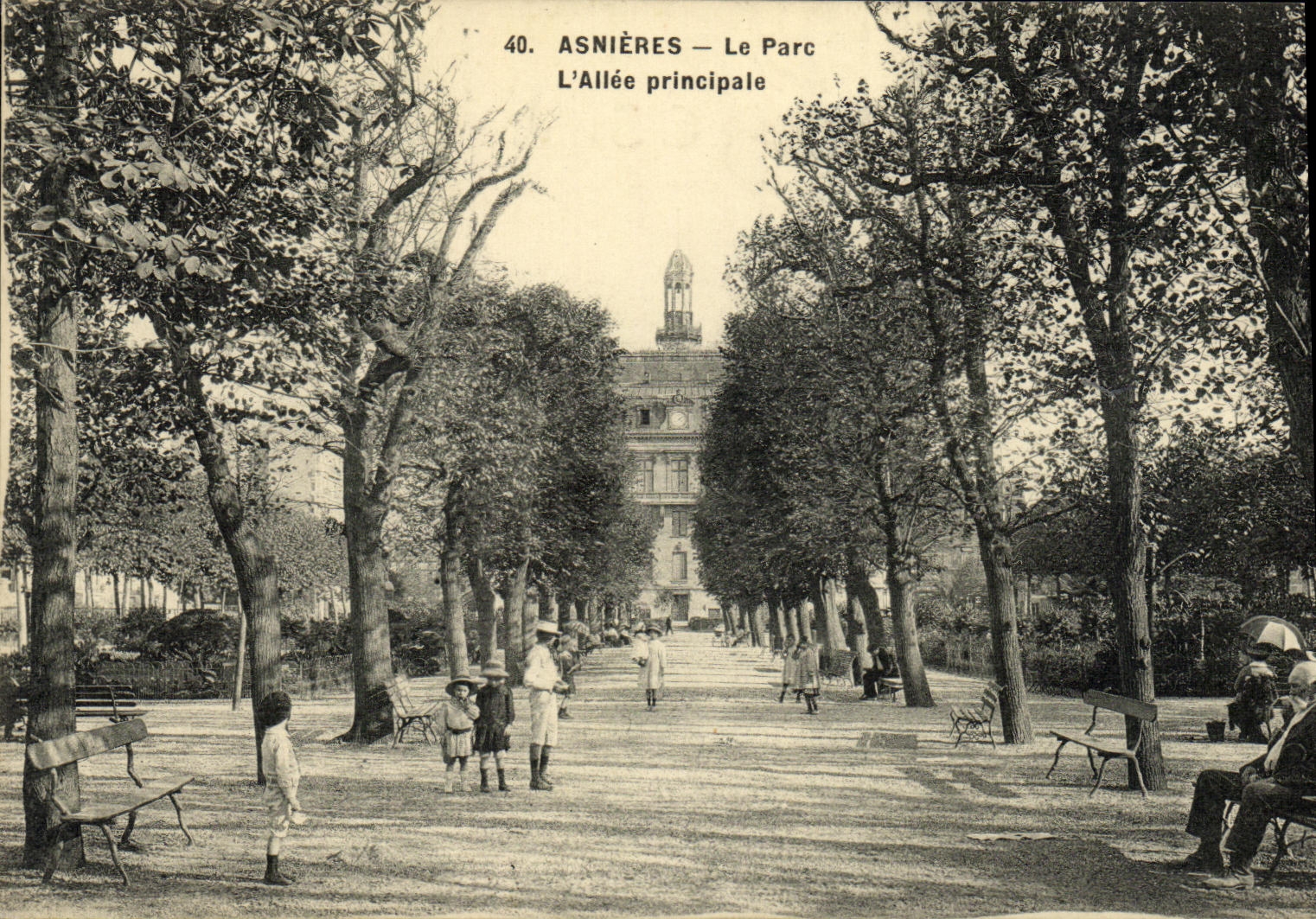 CPA Asnieres Le Parc L Allee principale