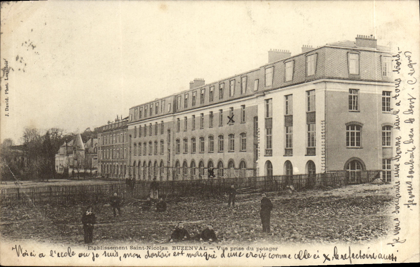 VINTAGE POSTCARD Establishment Buzenval Saint Nicolas Seen from of the Kitchen garden