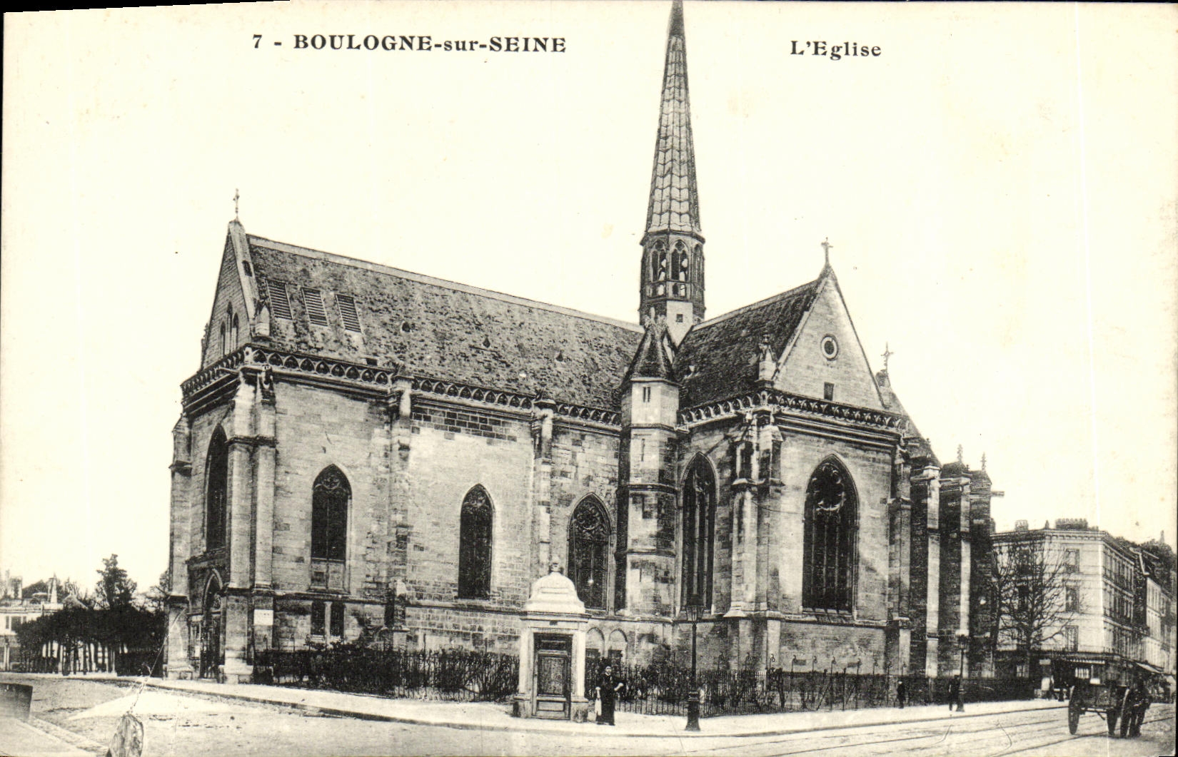 VINTAGE POSTCARD Boulogne on the Seine L Church