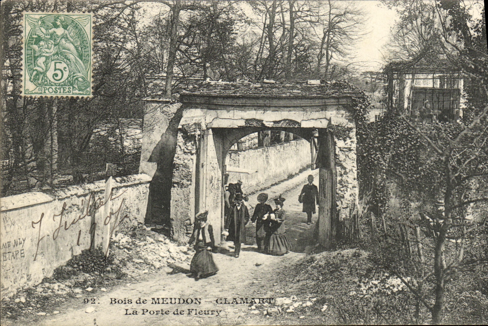 Madera de la POSTAL de la VENDIMIA de Meudon Clamart la puerta de Fleury