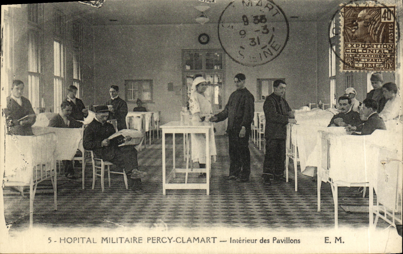 VINTAGE POSTCARD Military hospital Percy Clamart Interior of the Houses
