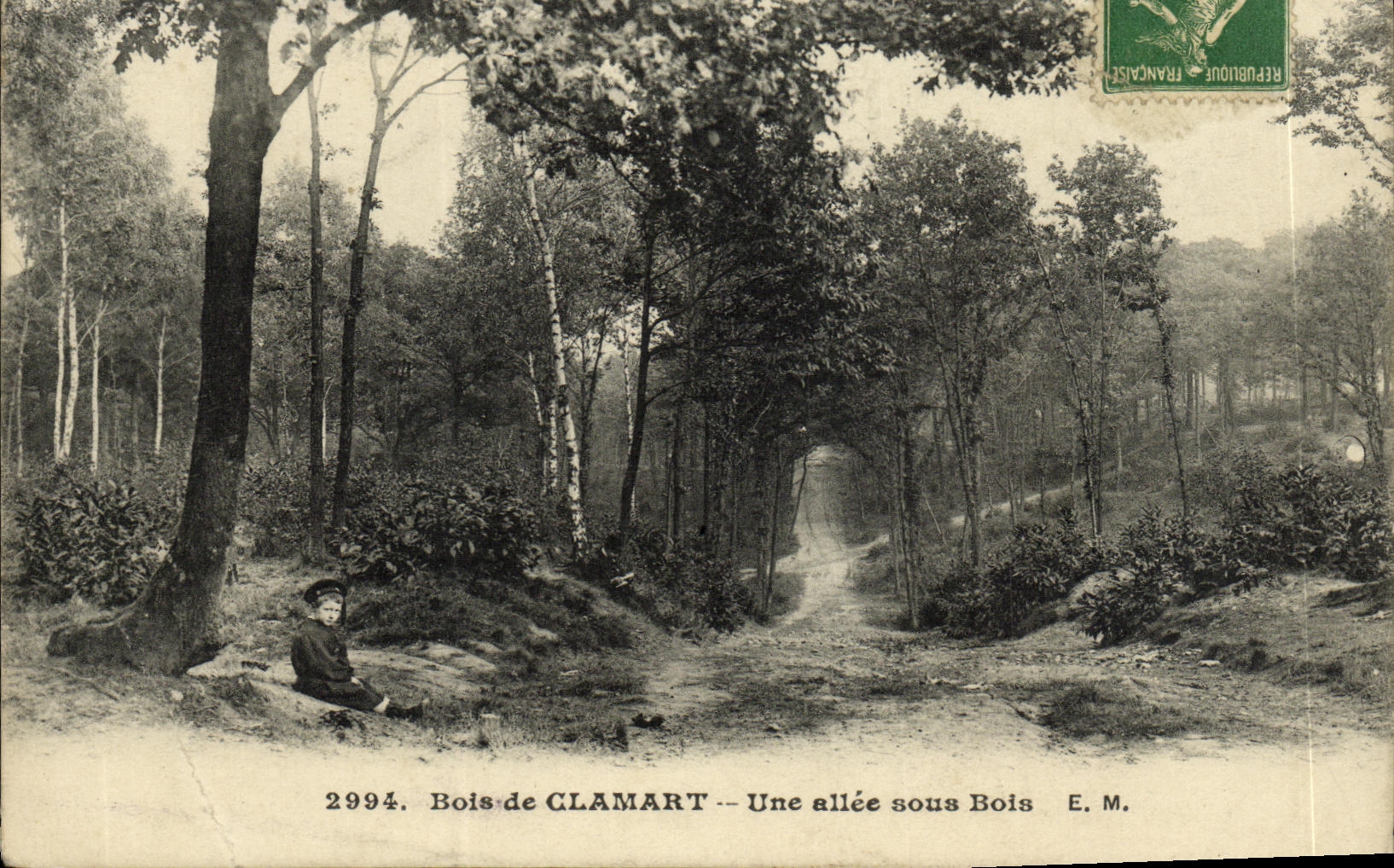 VINTAGE POSTCARD Wood of Clamart an alley under Wood Child